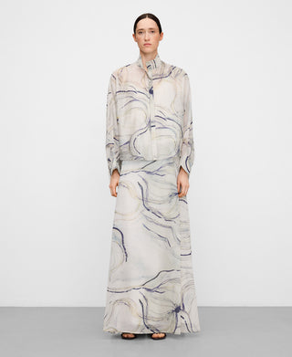 Enagua Larga con Pliegues Delanteros Estampado