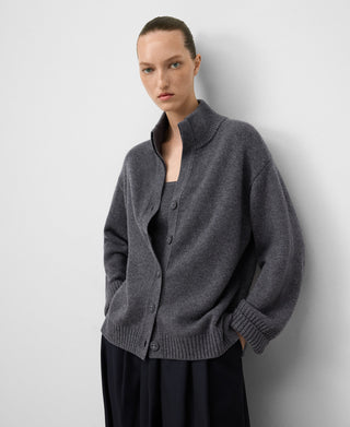 Cárdigan Cuello Alto de Lana Merino