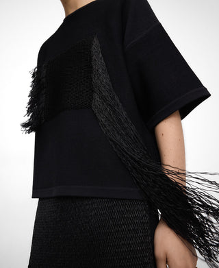 Sudadera Manga Corta Detalles Rafia