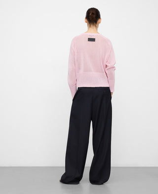 Knitted V-Neck Cropped Sweatshirt