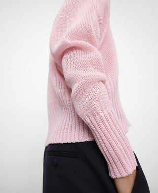 Knitted V-Neck Cropped Sweatshirt