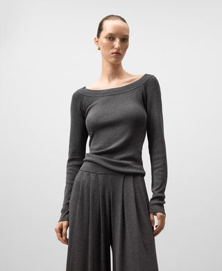 Sudadera Cuello Barco de Punto Metalizado