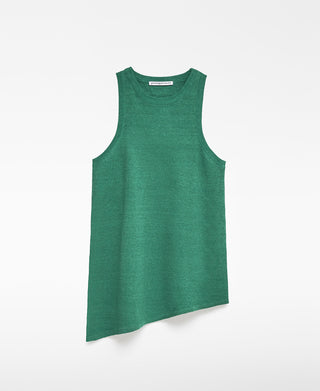 Camiseta con Bajo Asimétrico de Lino