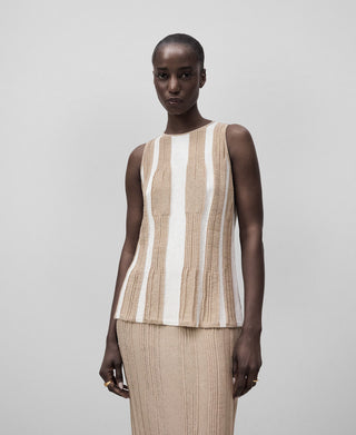 Blusa sin Mangas con Estampado Rayas