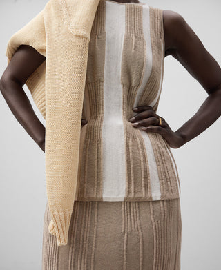 Blusa sin Mangas con Estampado Rayas