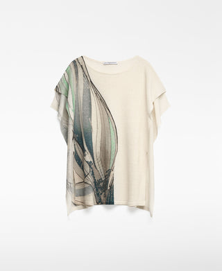 Sudadera Asimétrica con Estampado de Lino