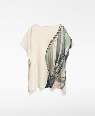 Sudadera Asimétrica con Estampado de Lino