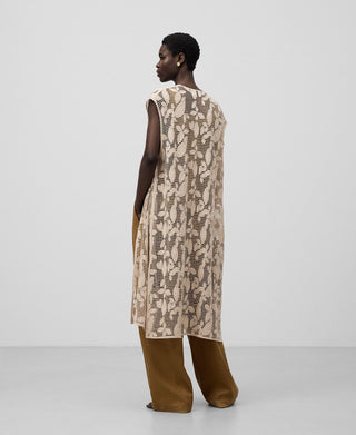 Chaleco Largo con Estampado Floral de Lino