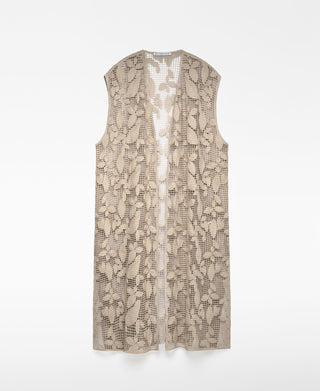 Chaleco Largo con Estampado Floral de Lino