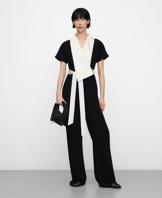 Enterizo Bicolor Manga Corta con Cinturón