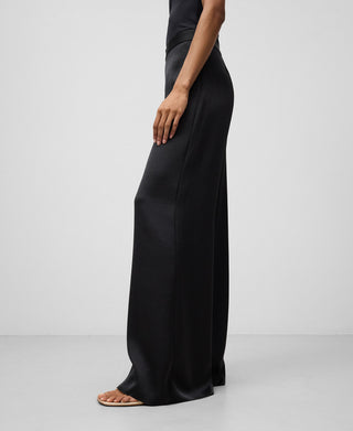 Pantalón Ancho con Tejido Satinado