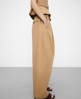 Pantalón Barrel con Pinzas de Algodón