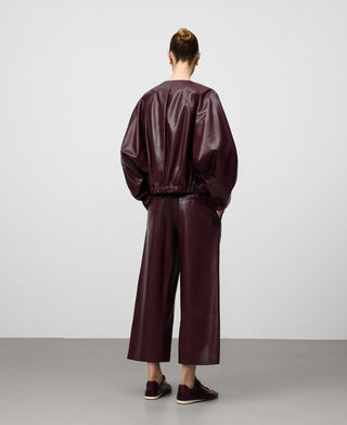 Pantalón Culotte Efecto Piel con Bolsillos