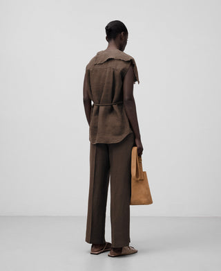 Pantalón Tobillero con Bolsillos de Lino
