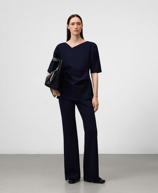 Pantalón Flare con Cintura Elástica Estampado Rayas