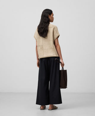 Pantalón Ancho con Detalle Pinzas, Mujer