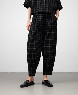 Pantalón Barrel con Estampado Cuadros