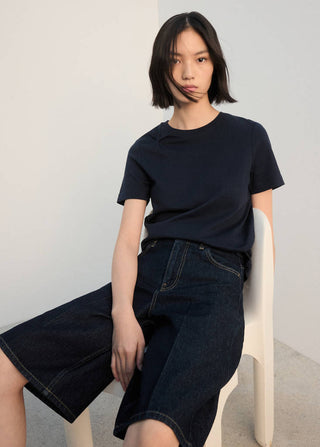 Short-Sleeved T-shirt with Ruched Detail