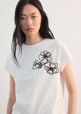 Short Sleeve T-Shirt with Floral Embroidery