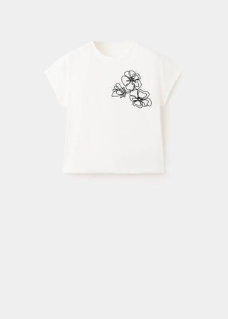Short Sleeve T-Shirt with Floral Embroidery