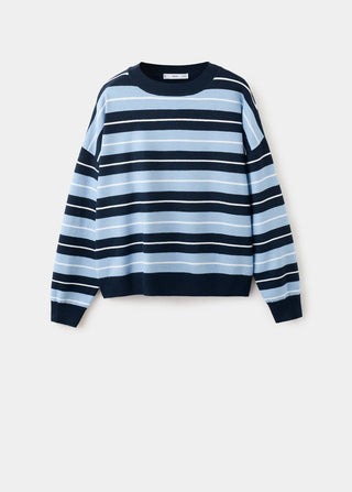 Sudadera Cuello Redondo con Estampado Rayas