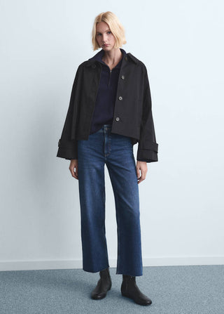 Jeans Culotte Talle Alto con Bolsillos