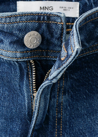 Jeans Culotte Talle Alto con Bolsillos