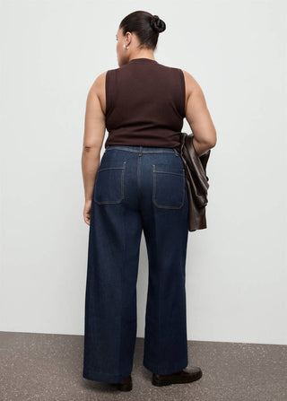 Jeans Wide Leg Talle Alto con Bolsillos