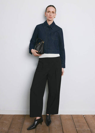 Pleated Mid-Rise Trousers with Pockets