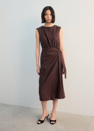 Vestido Midi Cruzado de Lino