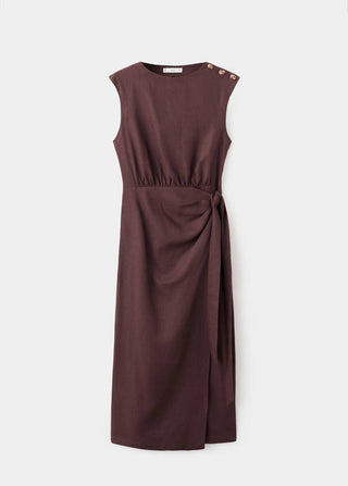 Vestido Midi Cruzado de Lino