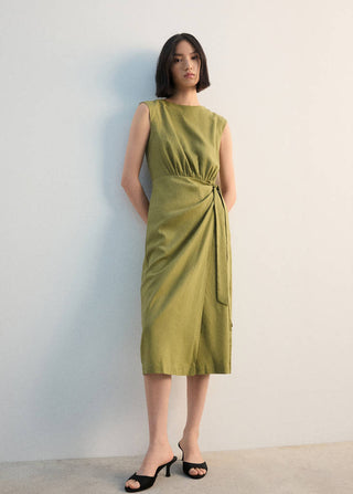 Vestido Midi Cruzado de Lino