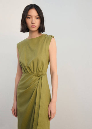 Vestido Midi Cruzado de Lino