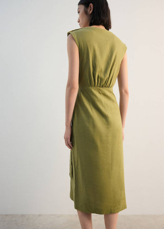 Vestido Midi Cruzado de Lino