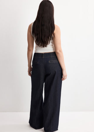 Jeans Wide Leg Talle Alto con Bolsillos