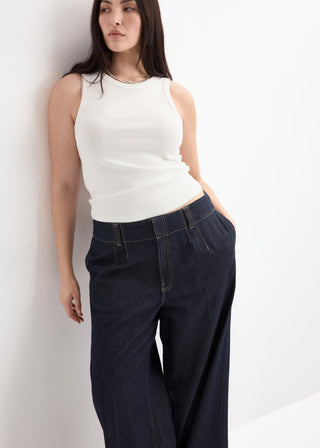 Jeans Wide Leg Talle Alto con Bolsillos