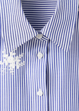 Camisa Manga Larga de Rayas con Bordado