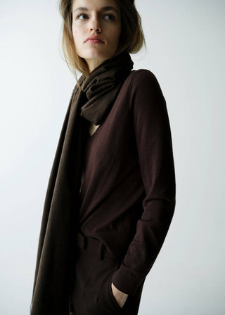 V-Neck Knit Sweatshirt