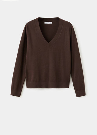 V-Neck Knit Sweatshirt