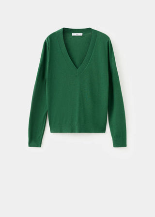 V-Neck Knit Sweatshirt