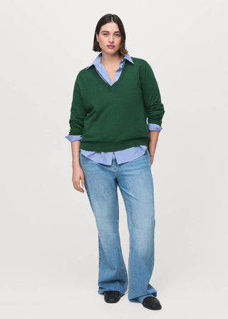 V-Neck Knit Sweatshirt