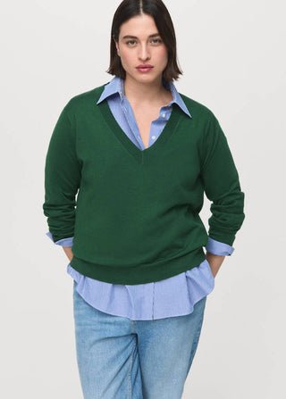 V-Neck Knit Sweatshirt