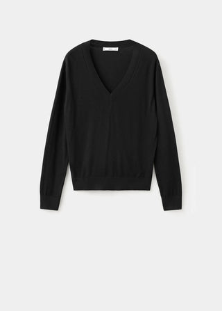 V-Neck Knit Sweatshirt