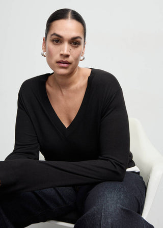 V-Neck Knit Sweatshirt