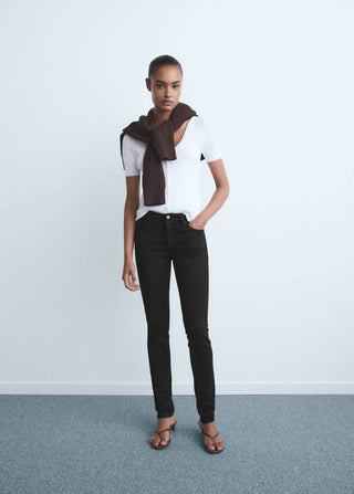 Jeans Ajustados Talle Alto con Bolsillos