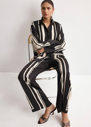 Pantalón Talle Alto de Satén con Estampado