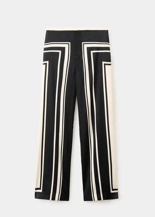 Pantalón Talle Alto de Satén con Estampado