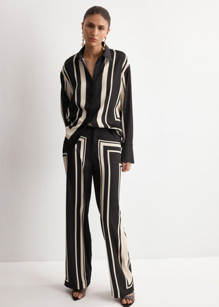 Pantalón Talle Alto de Satén con Estampado
