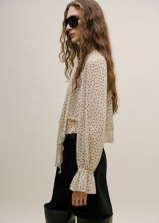 Camisa Manga Larga con Estampado Lunares