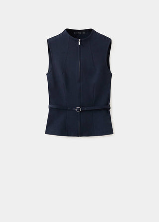 Chaleco Cuello Alto Ajustado con Cremallera